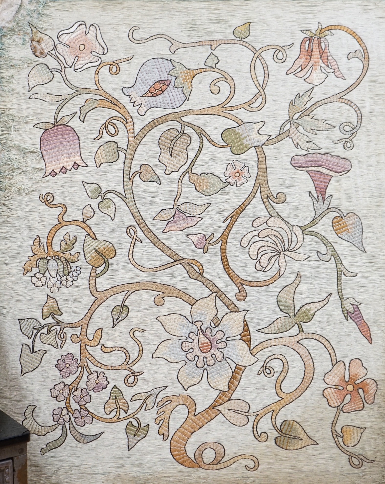 A coloured silkwork panel 64x51cm